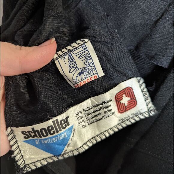 Vintage 90s Roffe Black Wool Blend Bib Ski Stirrup Leggings Pants Women's 10 - Picture 4 of 7